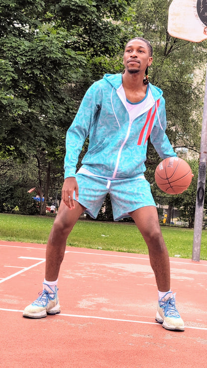 Duntalk "Splash" Basketball Zip-Up Hoodie - Aqua Subliminator