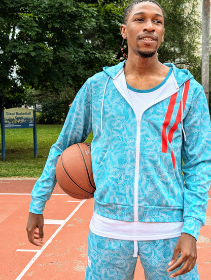 Duntalk "Splash" Basketball Zip-Up Hoodie - Aqua