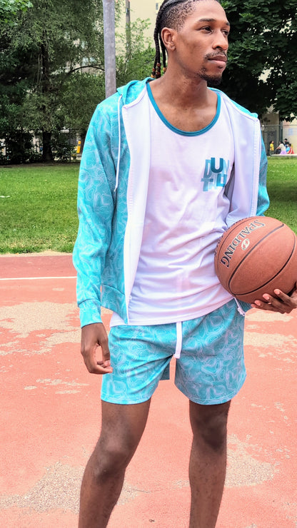 Duntalk "Splash" Basketball Zip-Up Hoodie - Aqua Subliminator