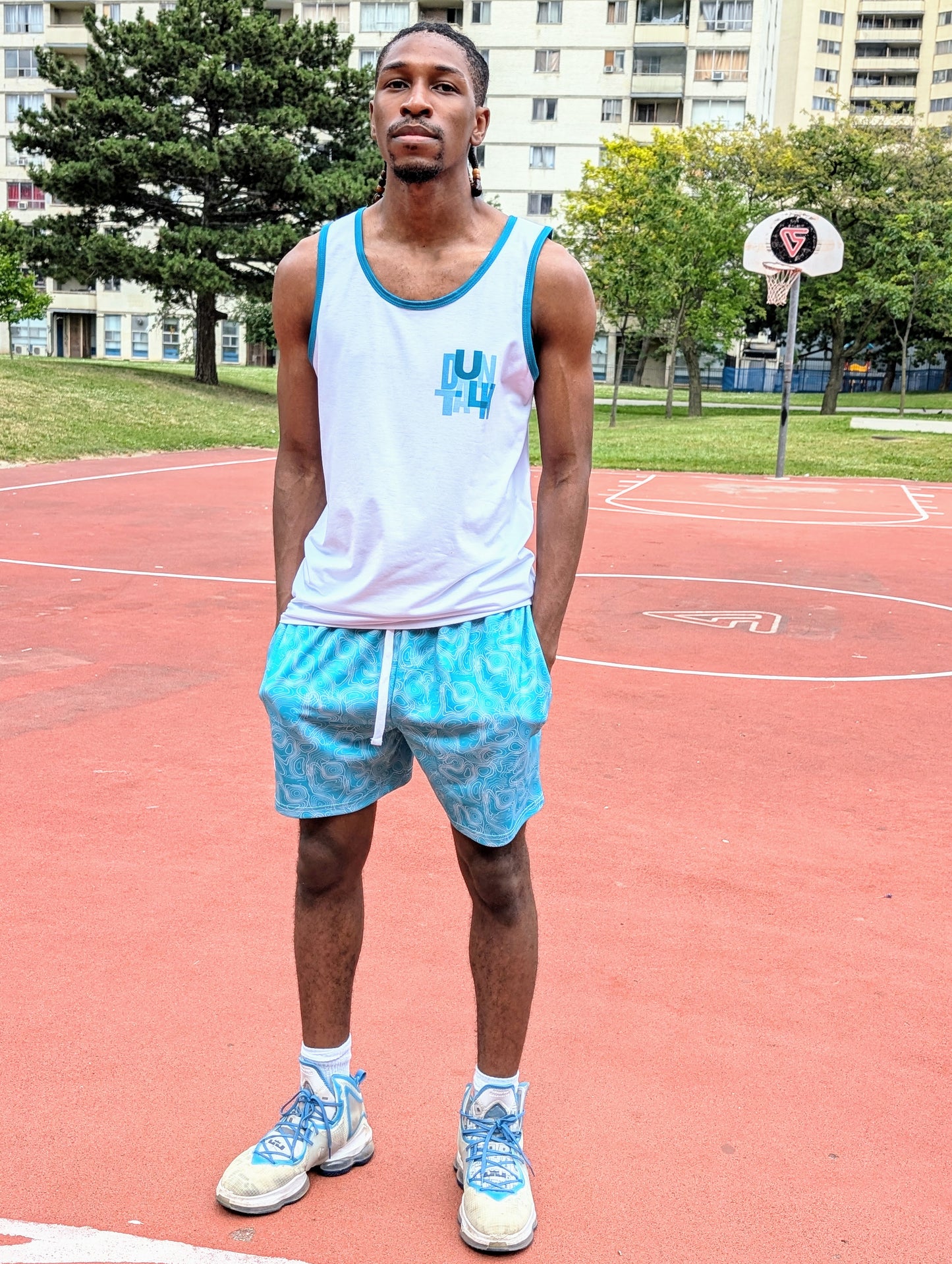 "Splash" Basketball Mid Shorts - Turq
