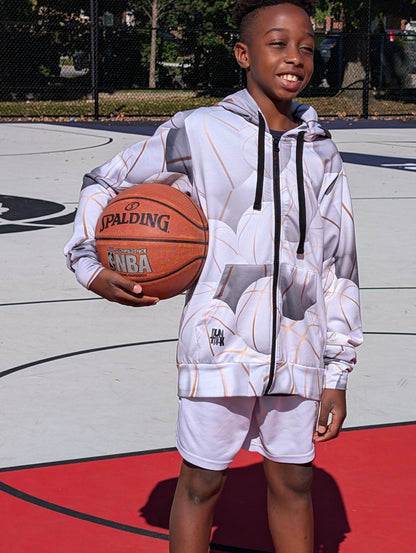 "Black Top" Basketball Zip-Up Hoodie - Ivory