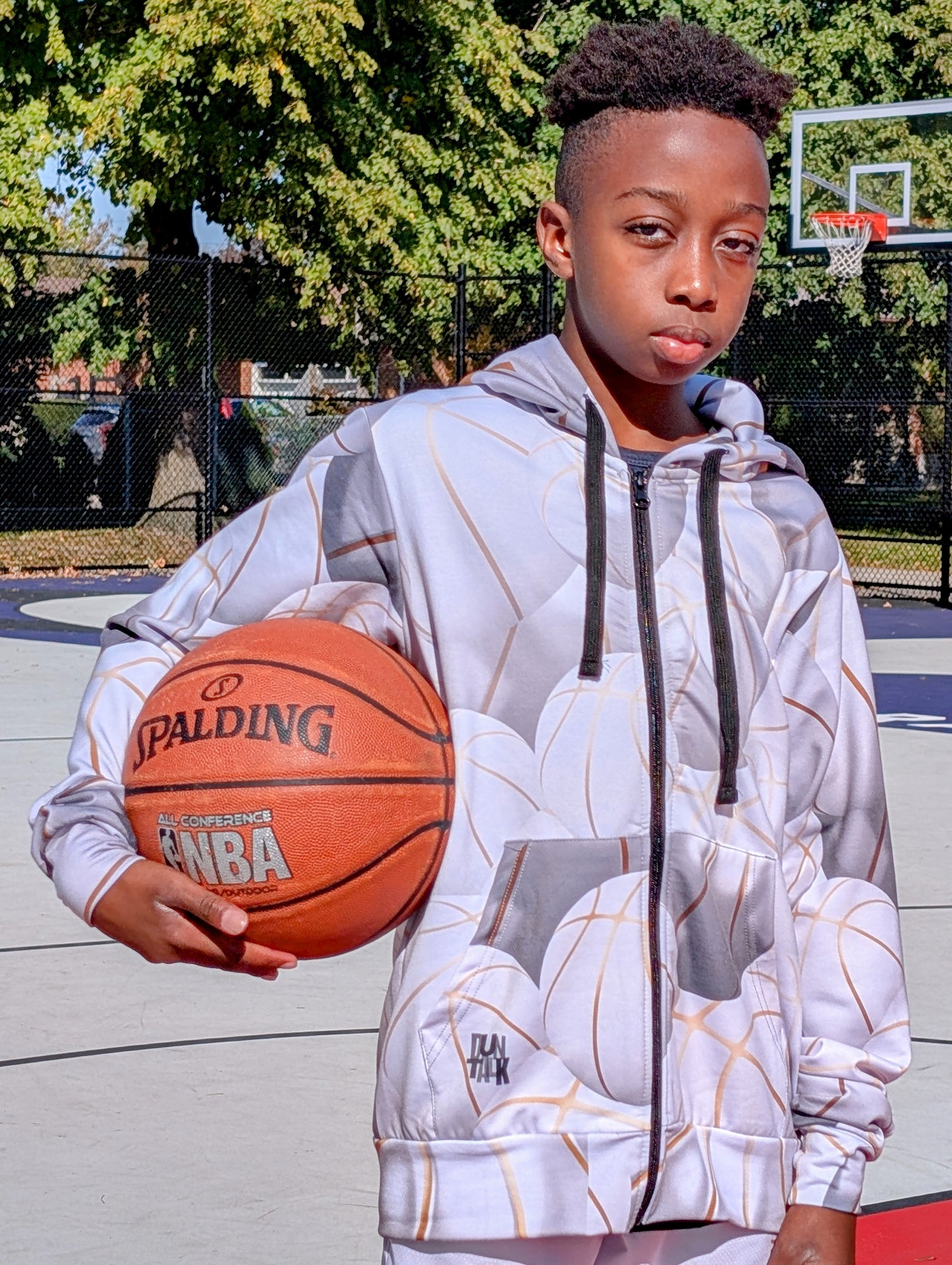 "Black Top" Basketball Zip-Up Hoodie - Ivory