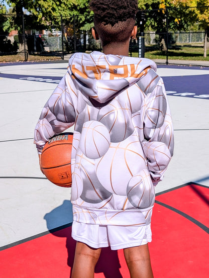 "Black Top" Basketball Zip-Up Hoodie - Ivory