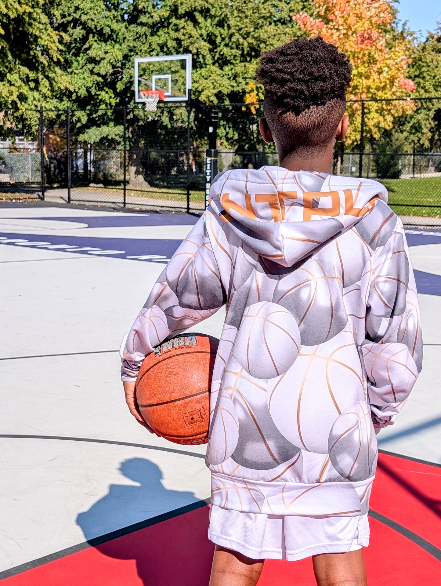 "Black Top" Basketball Zip-Up Hoodie - Ivory