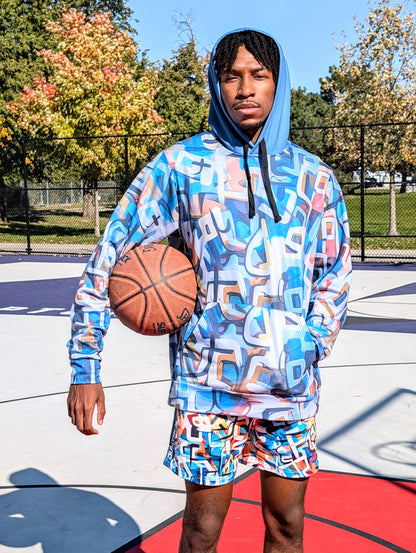 Duntalk "One Stop" Basketball Adult Hoodie - Blue