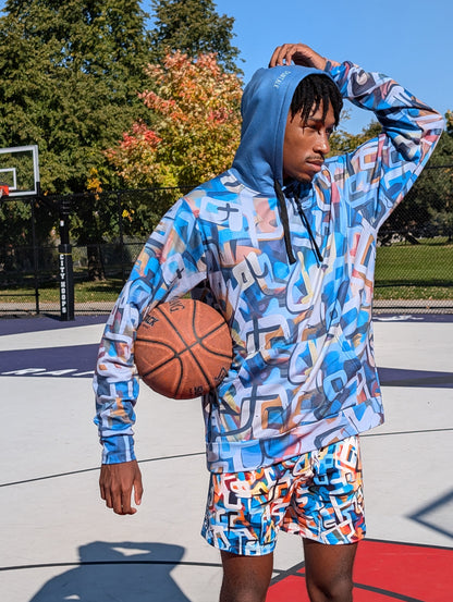 Duntalk "One Stop" Basketball Adult Hoodie - Blue