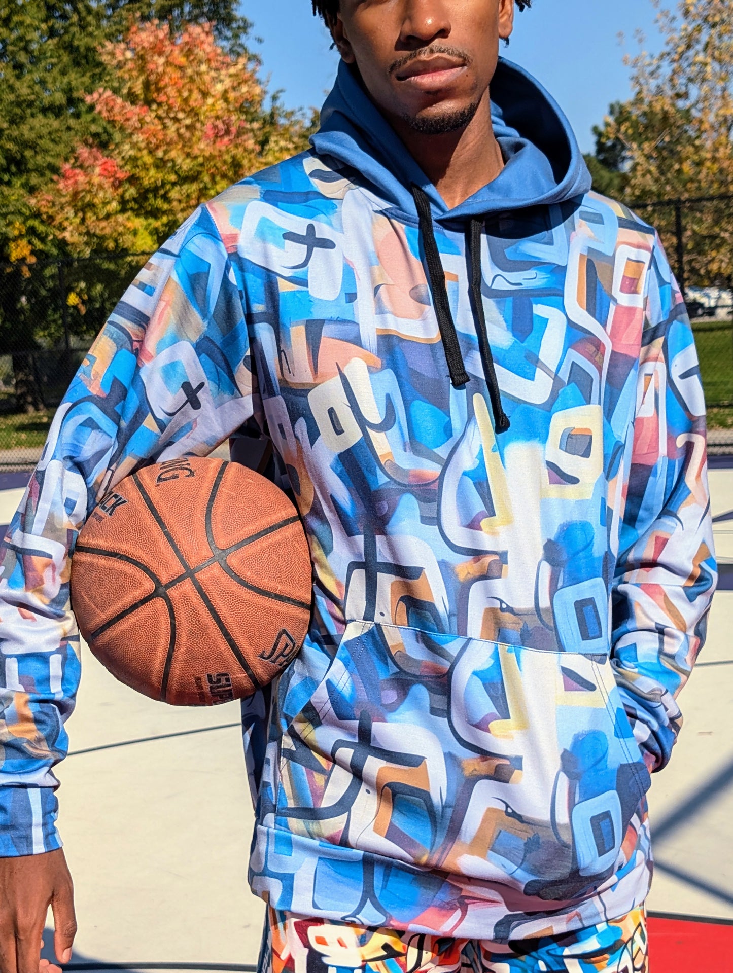 Duntalk "One Stop" Basketball Adult Hoodie - Blue