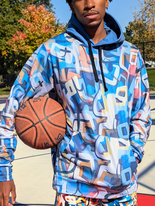 "One Stop" Basketball Adult Hoodie - Blue