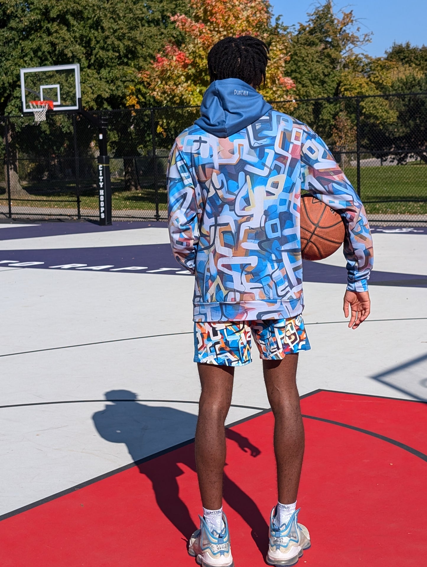 Duntalk "One Stop" Basketball Adult Hoodie - Blue