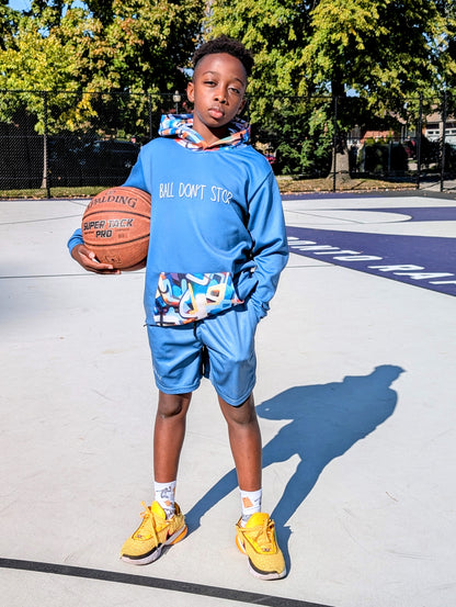 Duntalk "One Stop" Baskeball Youth Hoodie - Blue