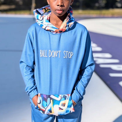 Duntalk "One Stop" Baskeball Youth Hoodie - Blue