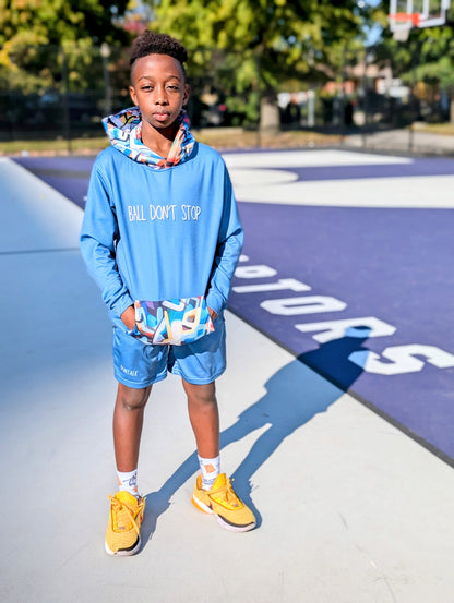 Duntalk "One Stop" Baskeball Youth Hoodie - Blue