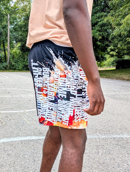 "Paint" Mid Shorts - Black