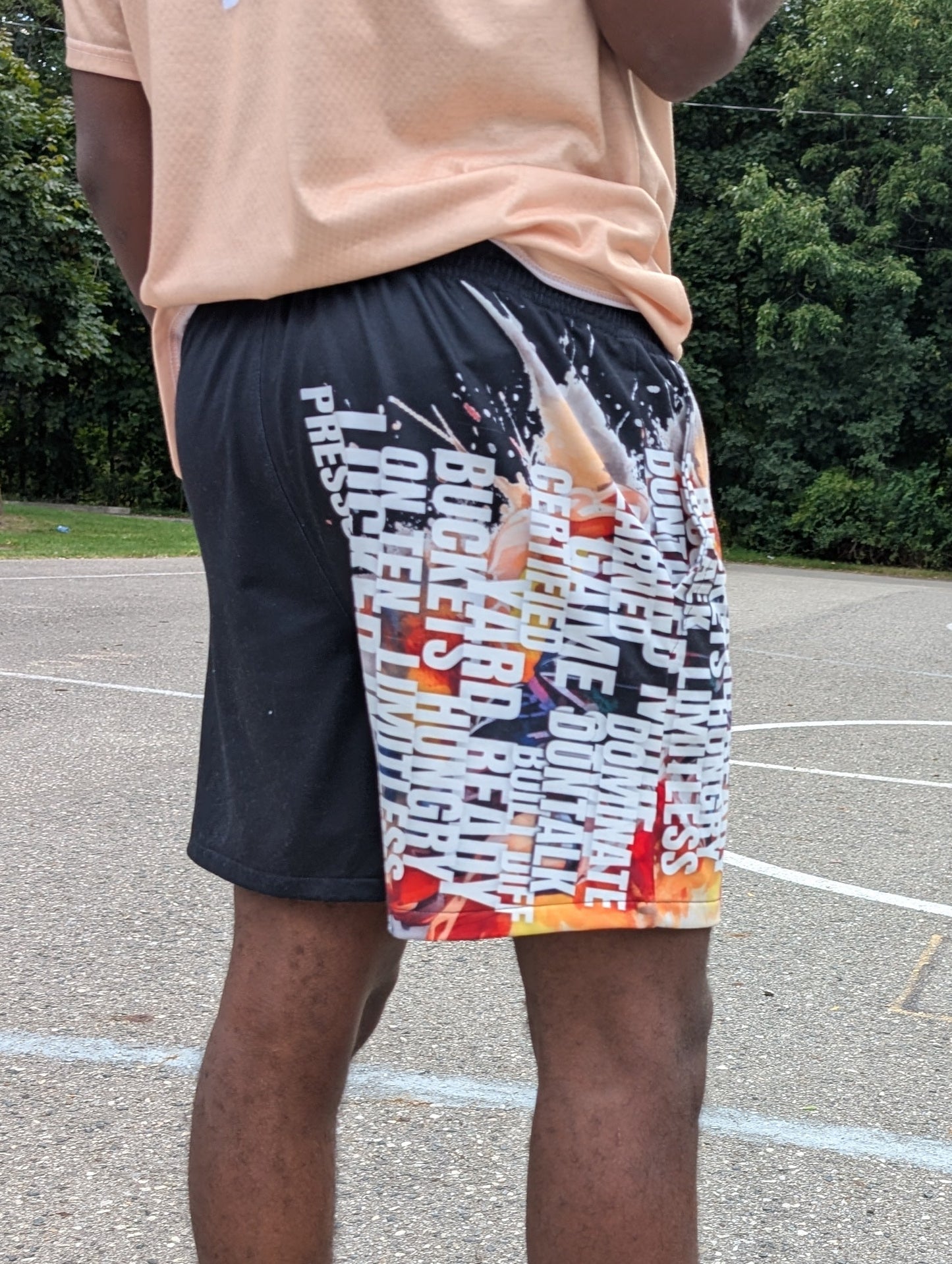 "Paint" Mid Shorts - Black