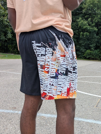 "Paint" Mid Shorts - Black