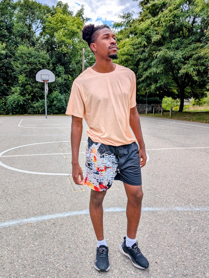 "Paint" Mid Shorts - Black