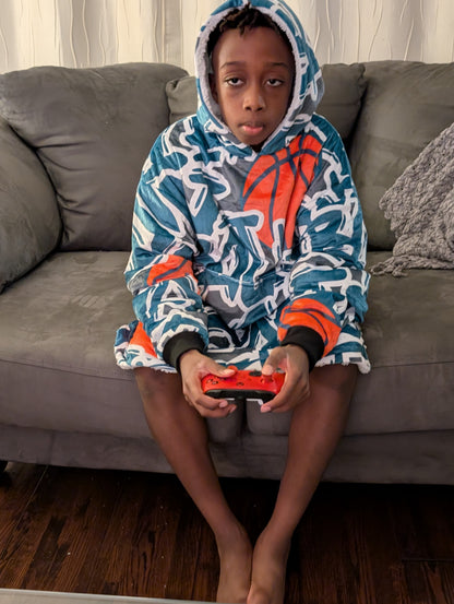 "Chill" Basketball Hoodie Blanket - Blue
