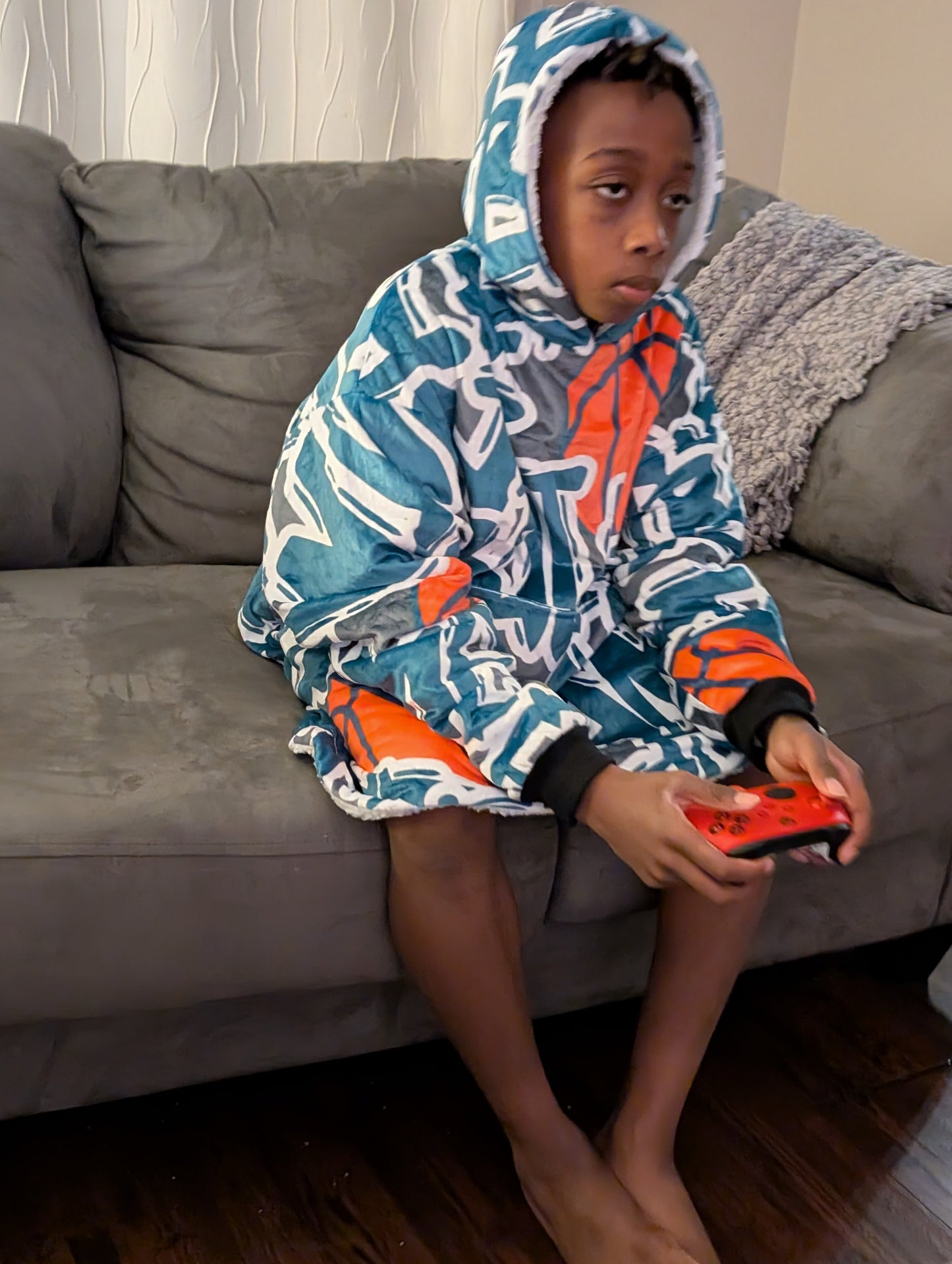 "Chill" Basketball Hoodie Blanket - Blue