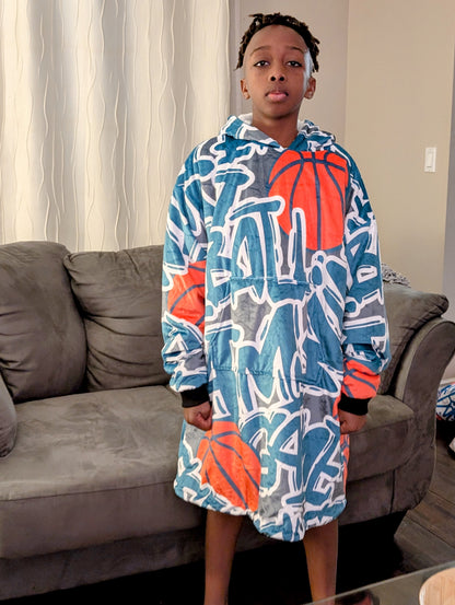 "Chill" Basketball Hoodie Blanket - Blue