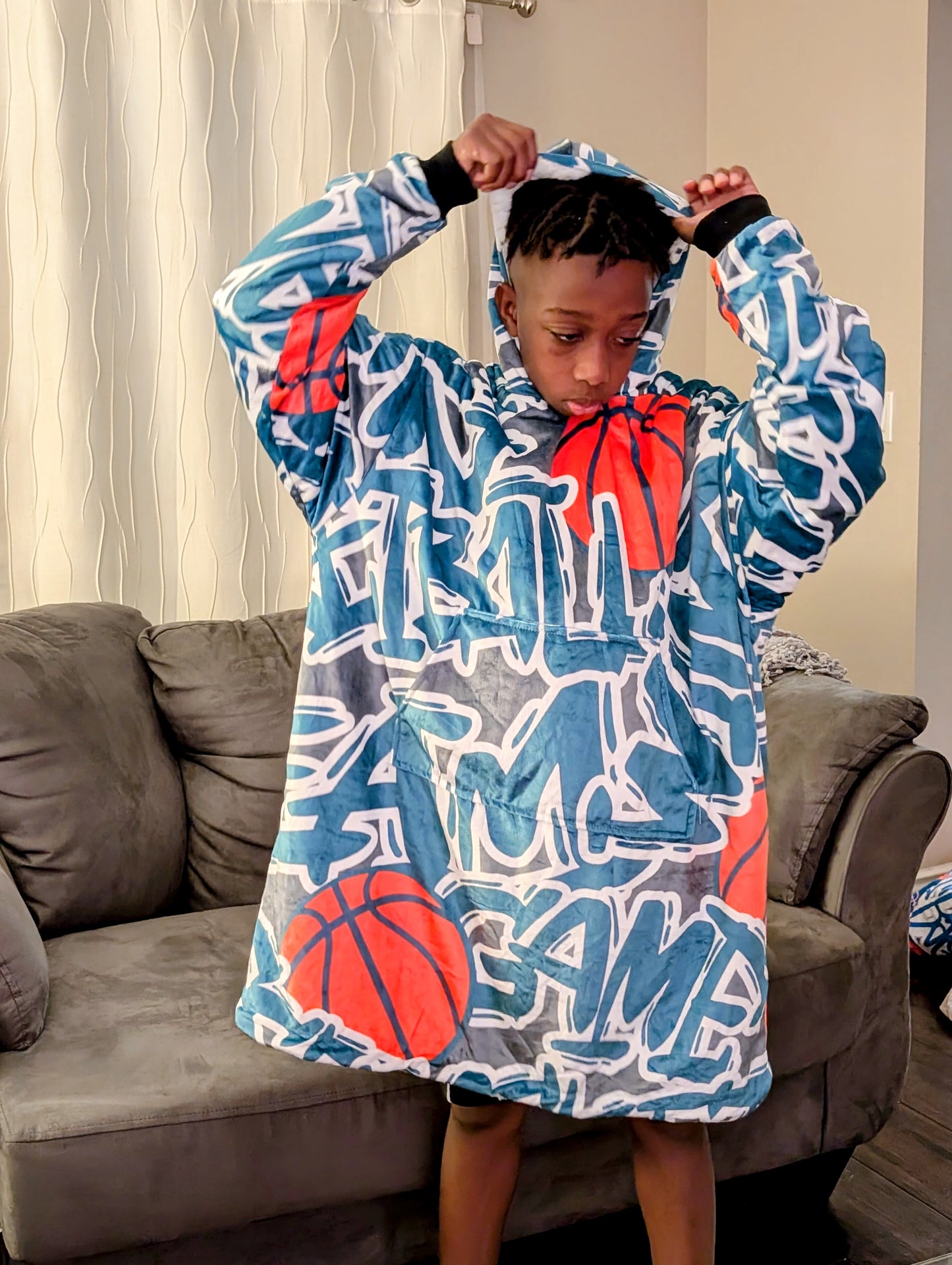 "Chill" Basketball Hoodie Blanket - Blue