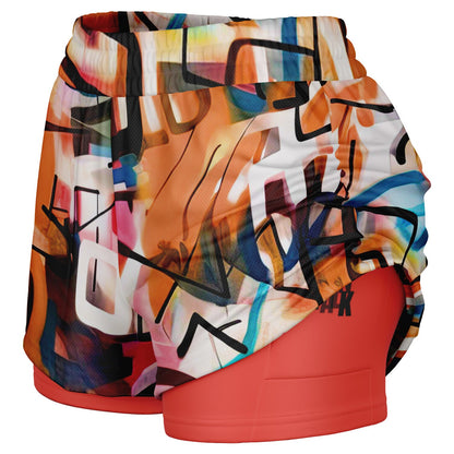 One Stop Women's 2-in-1 Shorts - Red Reverse