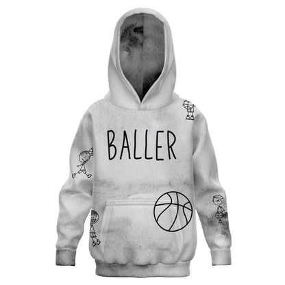 "Doodle" Basketball Youth Hoodie - Grey