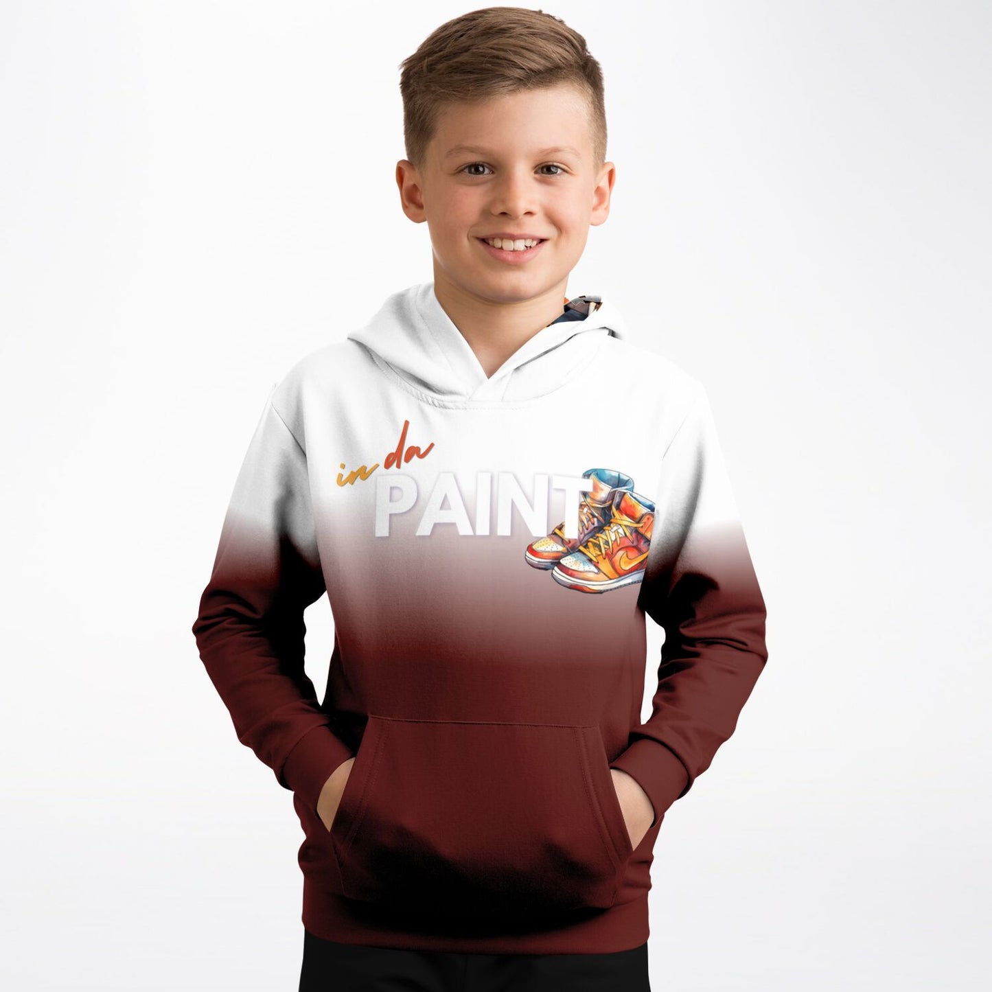 "Fade" Youth Hoodie Burgundy
