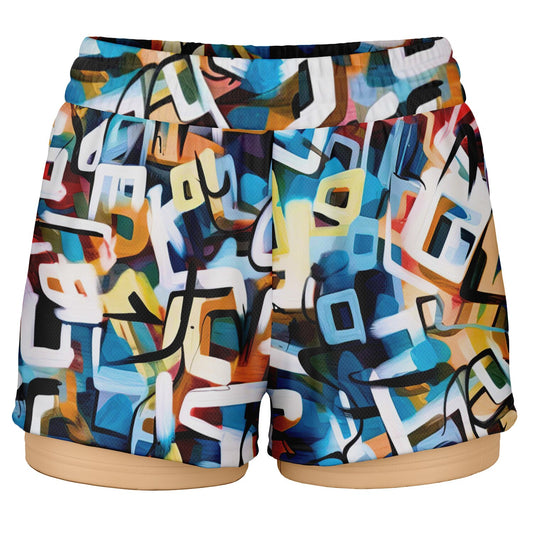 One Stop Women's 2-in-1 Shorts - Blue Reverse