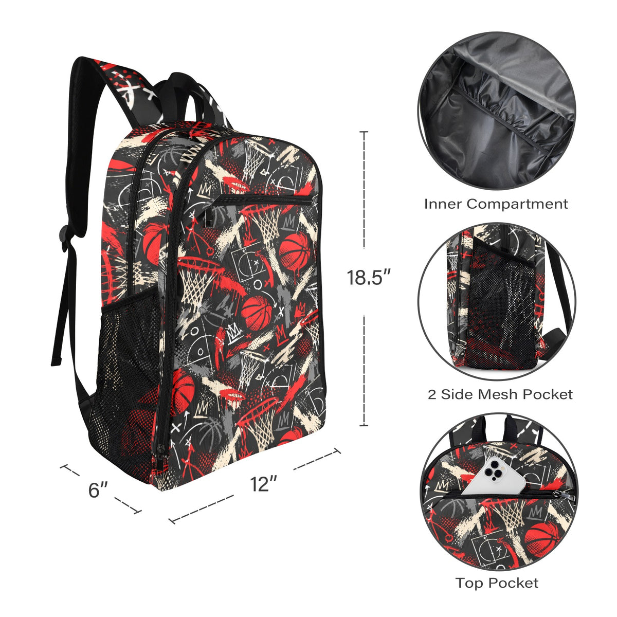 Rim Check Backpack - Large Black/Red