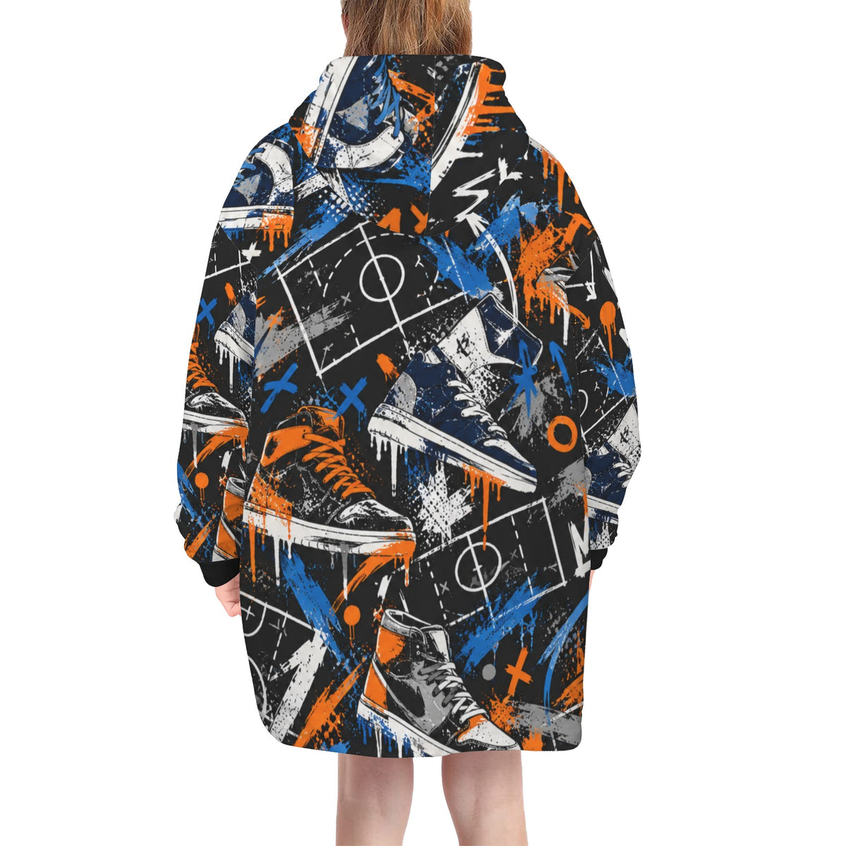 Kicks Blanket Hoodie - Black/Blue/Orange