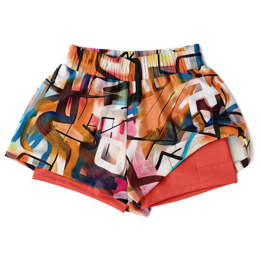 One Stop Women's 2-in-1 Shorts - Red Reverse