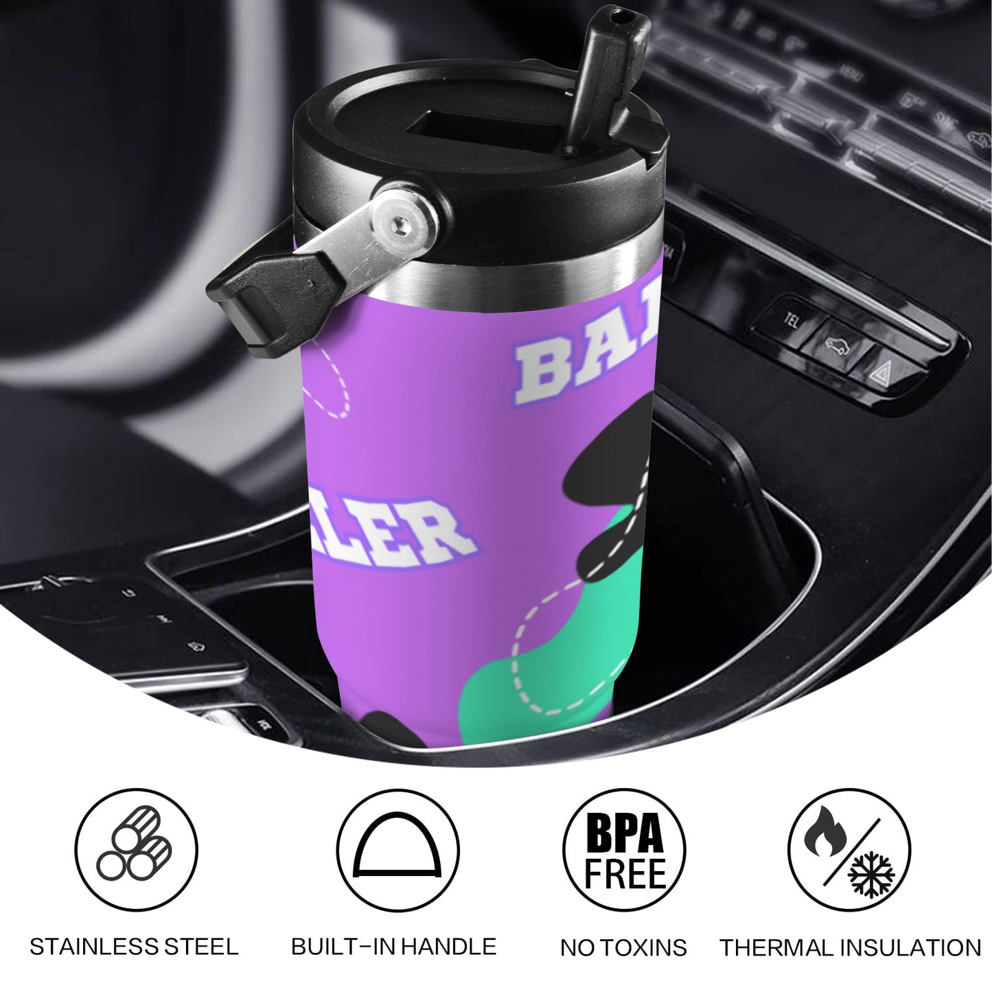 Insulated Water Bottle - Baller Purple