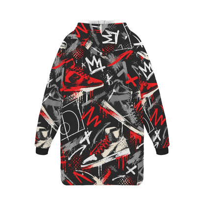 Kicks Blanket Hoodie - Black/Red