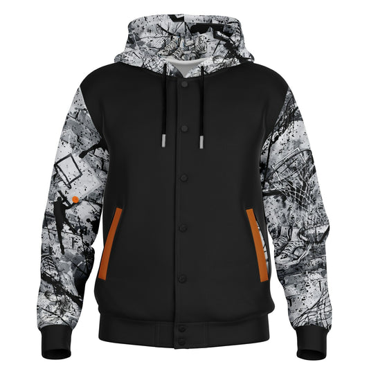 Heavyweight Hooded Baseball Jacket - AOP