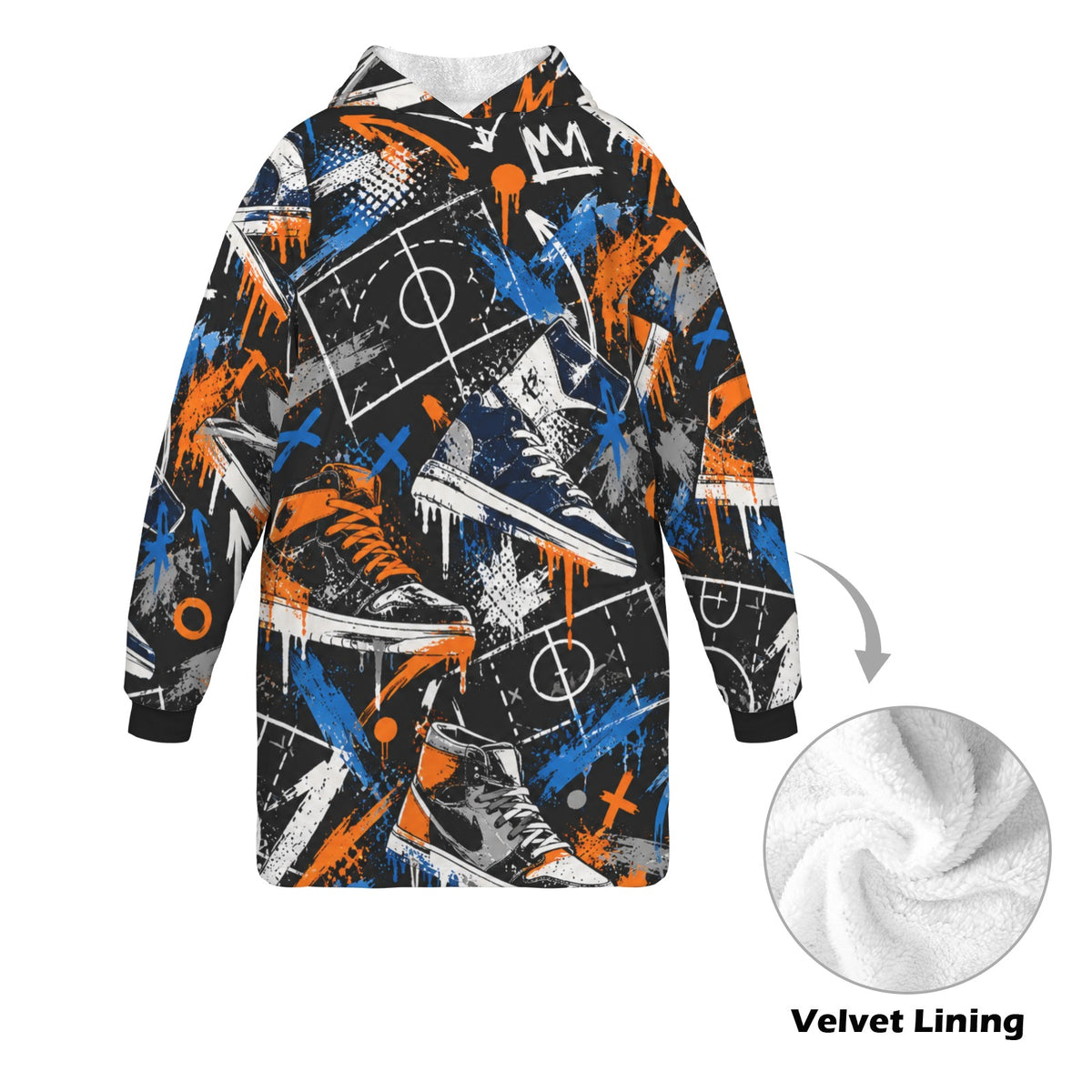 Kicks Blanket Hoodie - Black/Blue/Orange