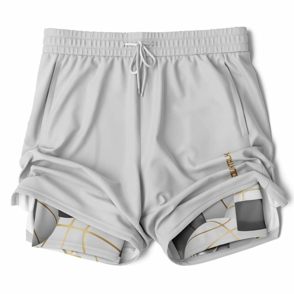 Black Top Unisex 2-in-1 Shorts - White