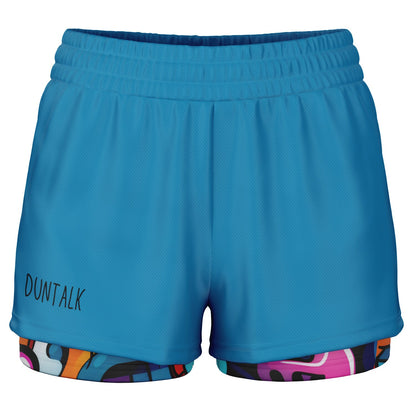 Duntalk "One Stop" Basketball Women's 2-in-1 Shorts - Blue Subliminator