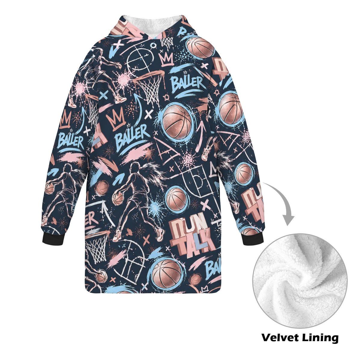 Sketchbook Blanket Hoodie - Navy/Pink