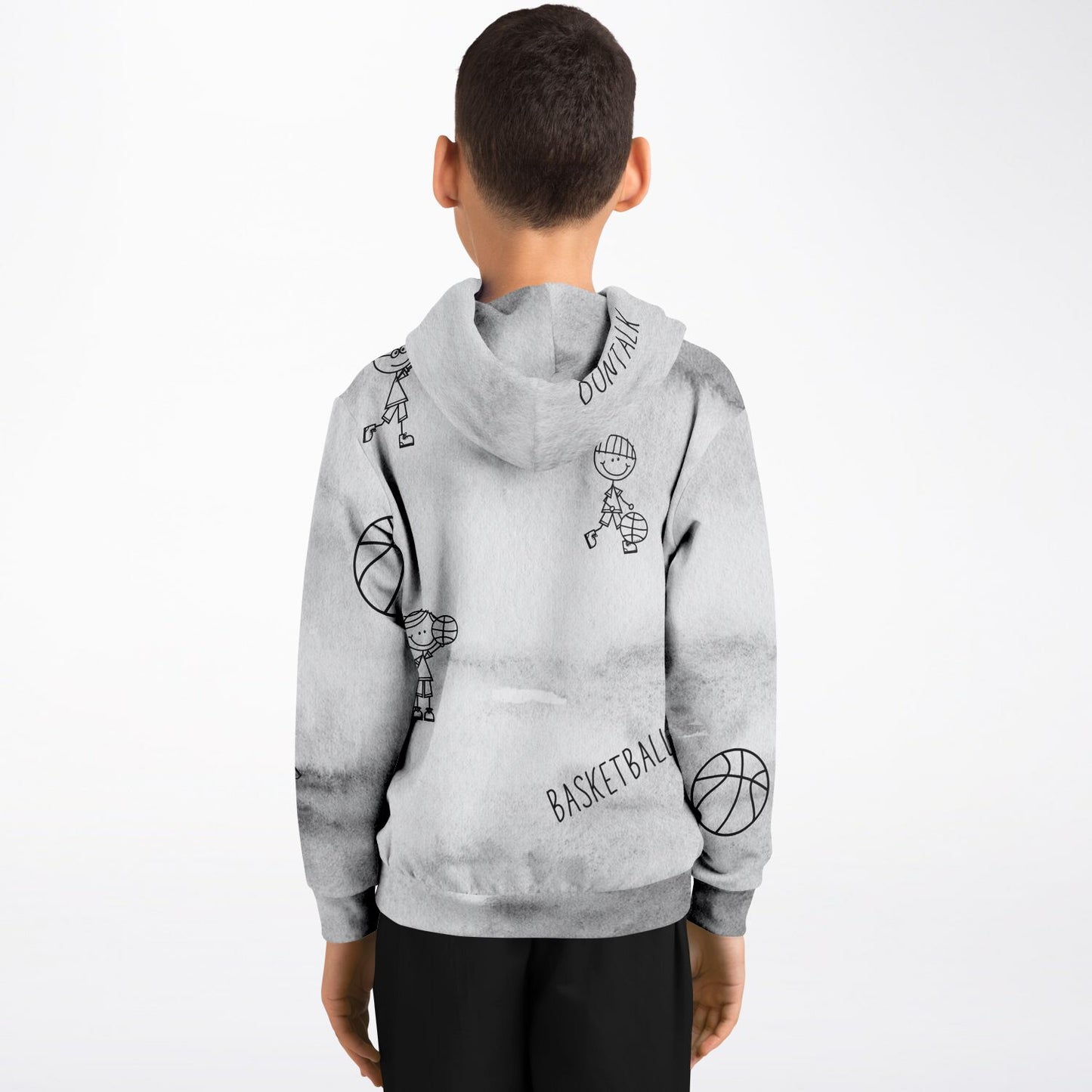 "Doodle" Basketball Youth Hoodie - Grey