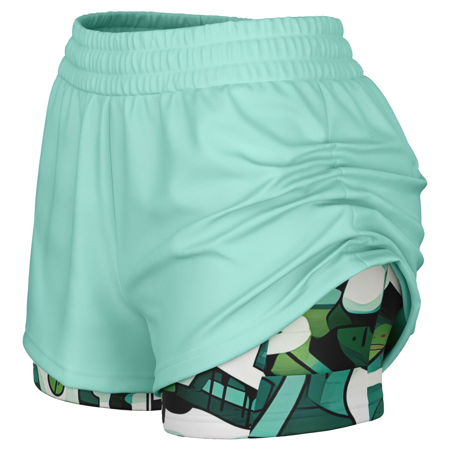 Duntalk "One Stop" Basketball Women's 2-in-1 Shorts - Mint Subliminator