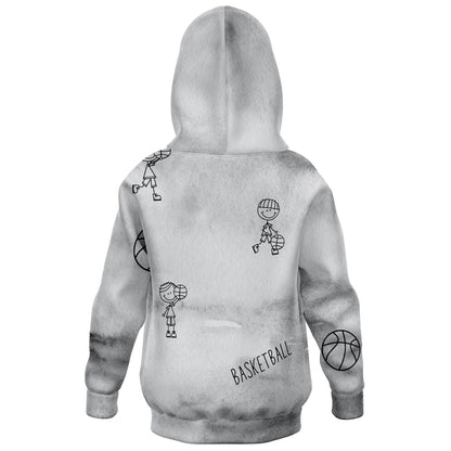 "Doodle" Basketball Youth Hoodie - Grey