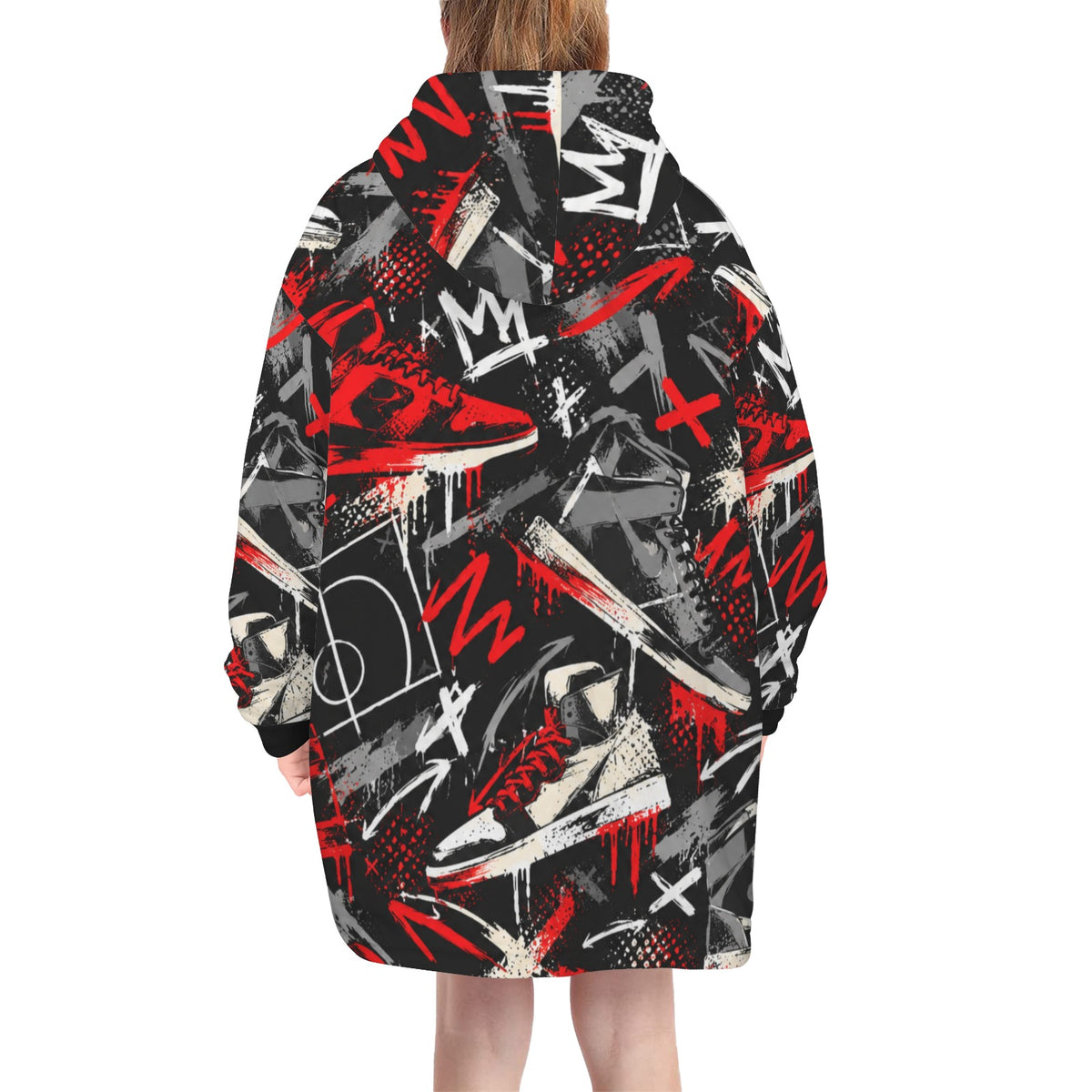 Kicks Blanket Hoodie - Black/Red