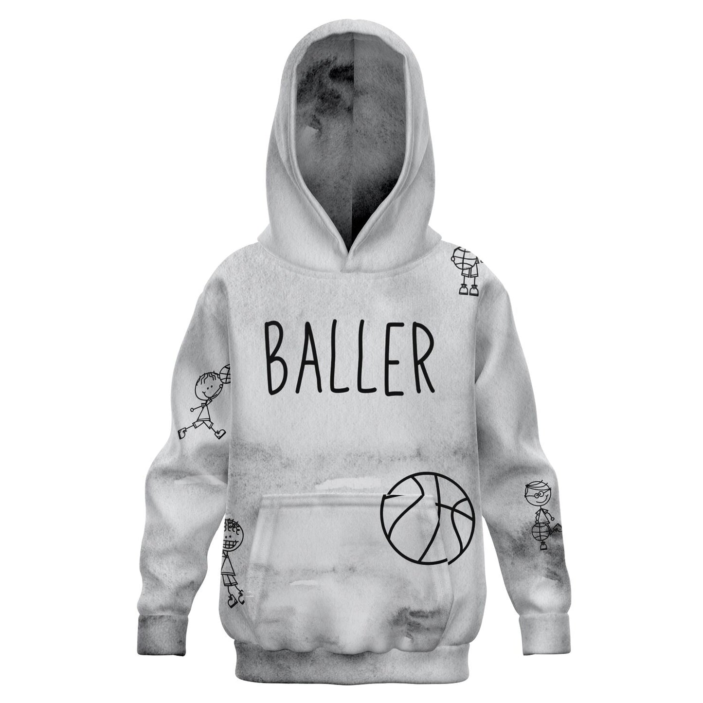 Duntalk "Doodle" Basketball Youth Hoodie - Grey