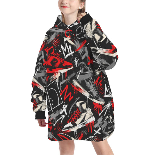 Kicks Blanket Hoodie - Black/Red