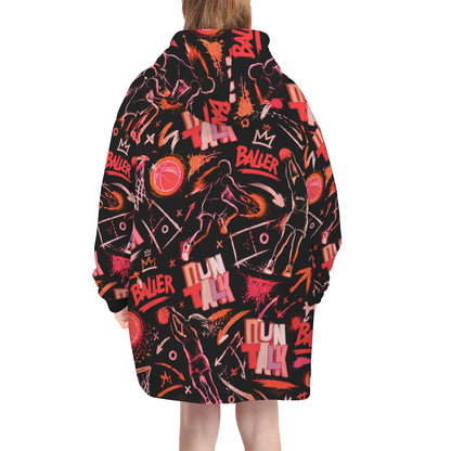 Sketchbook Blanket Hoodie - Black/Red