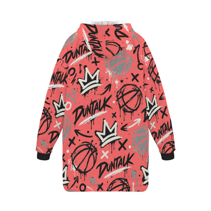 Crown Graffiti Blanket Hoodie - Coral