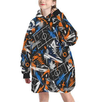 Kicks Blanket Hoodie - Black/Blue/Orange