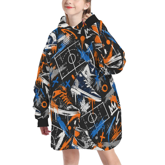 Kicks Blanket Hoodie - Black/Blue/Orange