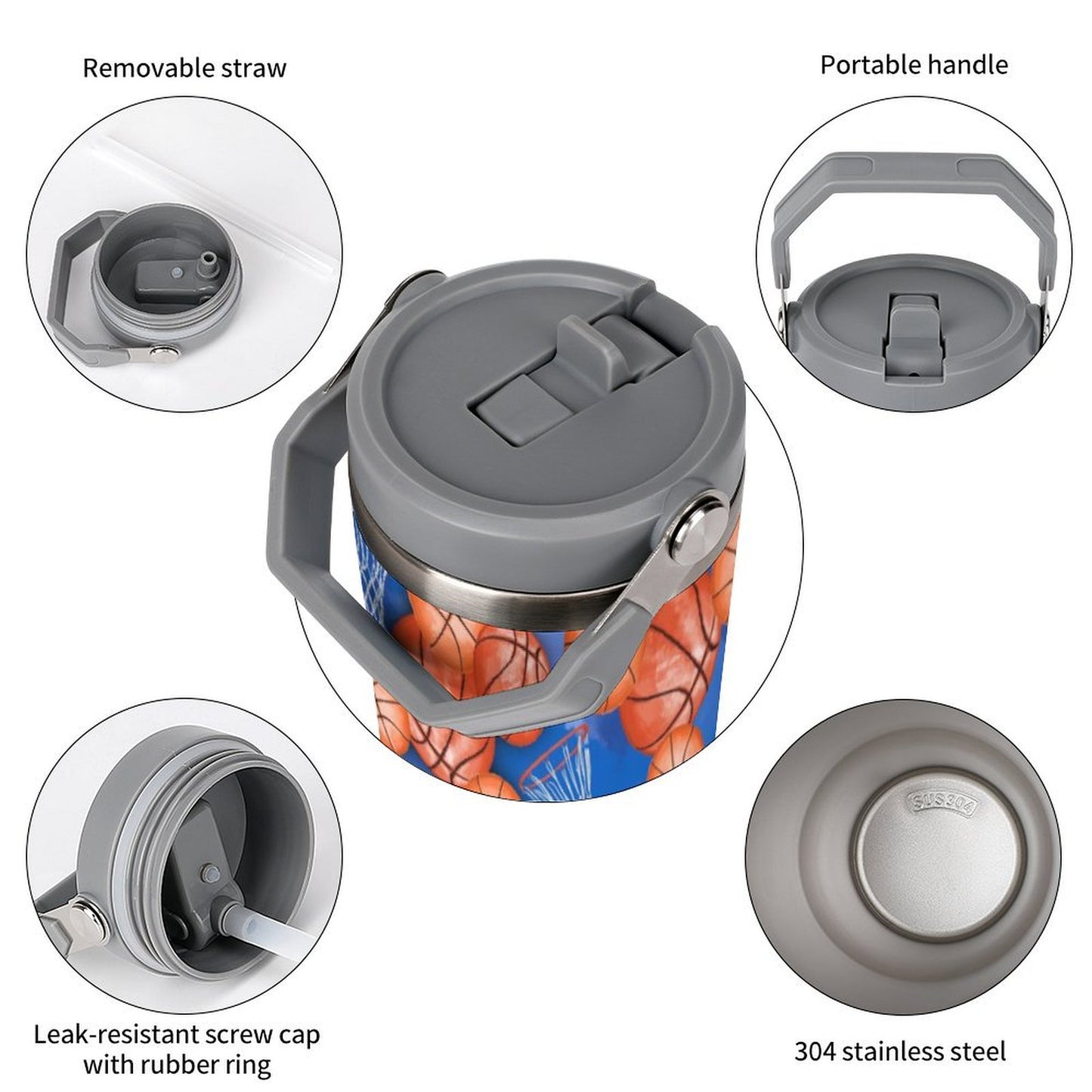 Duntalk Insulated Water Bottle - Basketball