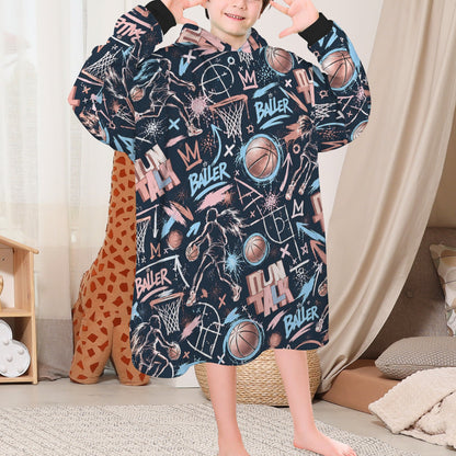 Sketchbook Blanket Hoodie - Navy/Pink